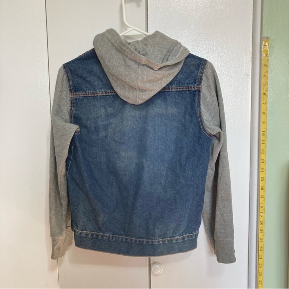Denim Hoodie Trucker Jean Jacket Blue Gray BASIC EDITIONS Youth Unisex Large 10 - Picture 6 of 10